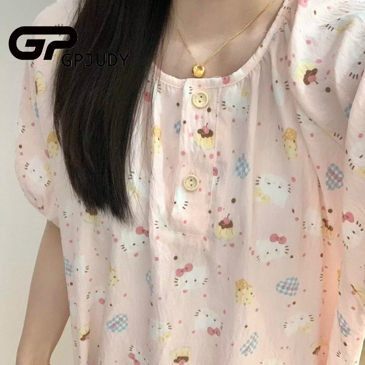 GP日系Kitty猫短袖睡裙女夏