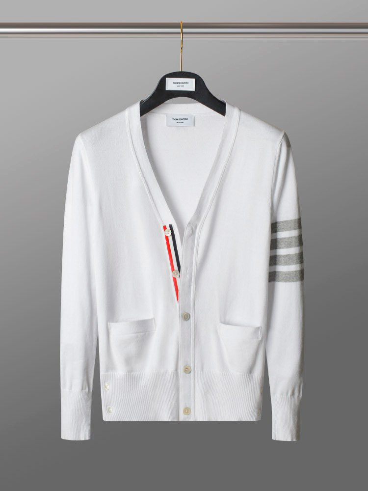 [OFFICIAL] FOUR-BAR TB KNITTED CARDIGAN AUTUMN NEW TREND V-NECK SWEATER MENS AND WOMENS COUPLE SLIM JACKET