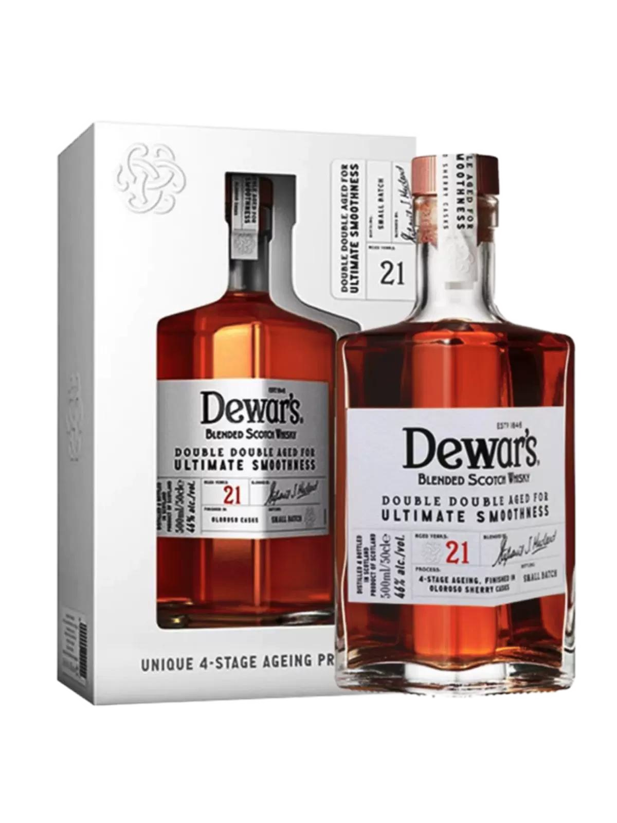 帝王21年调配苏格兰威士忌Dewar's行货洋酒500ml小批量四次陈酿