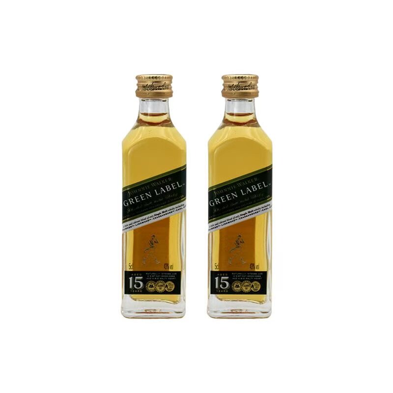双支装 尊尼获加绿牌15年调配苏格兰威士忌小酒版50ml 进口洋酒