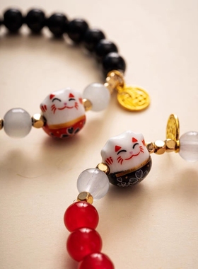 手链手链招财猫陶瓷简约情侣