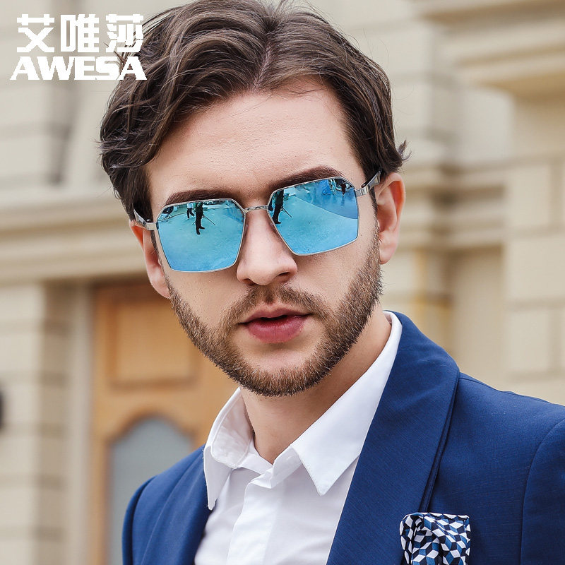 时尚变色太阳镜男士大框炫彩膜偏光墨镜潮人钓鱼眼镜开车驾驶镜