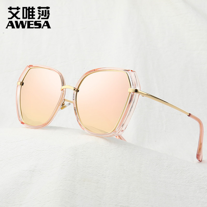 时尚炫彩太阳镜女小脸偏光墨镜浅色防紫外线眼镜潮大脸显瘦圆脸