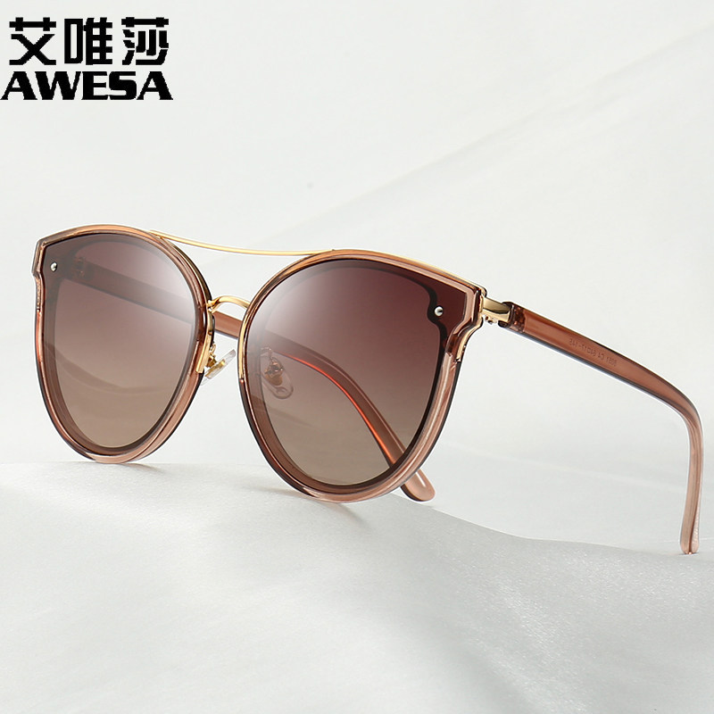 浅色太阳镜女大脸显瘦防紫外线眼镜网红gm偏光墨镜女潮大框驾驶镜