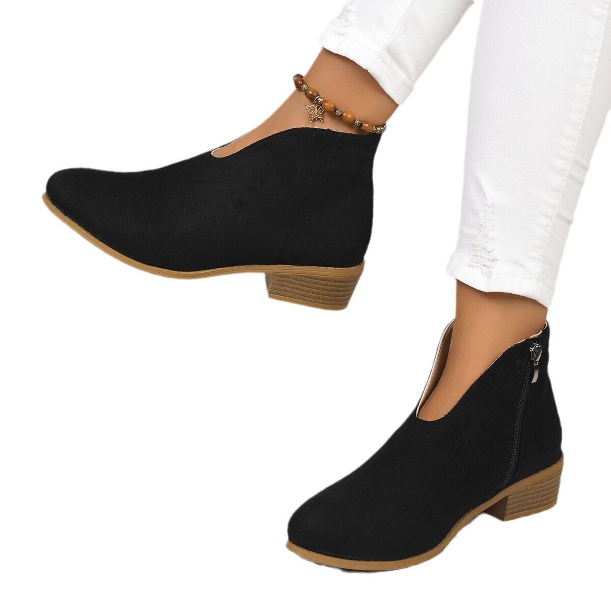 2024秋冬速卖通豹纹方根短靴