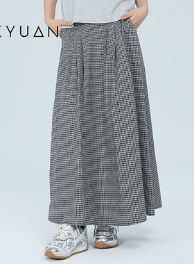 金苑半身裙女2025夏季新款日系休闲文艺百褶裙中长裙子B252109