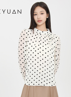 金苑法式小衫波点衬衫女2024秋季新款气质通勤长袖衬衣A243120