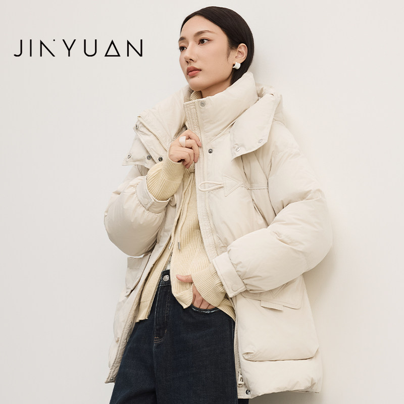 金苑中长款羽绒服女2025冬季新款小个子连帽口袋外套J255110,女装/女士精品,羽绒服,淘宝优惠券,粉丝福利购,淘宝优惠卷