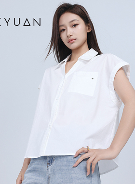 金苑短袖衬衫女2025夏新款宽松半开领衬衣外穿薄款上衣A252109
