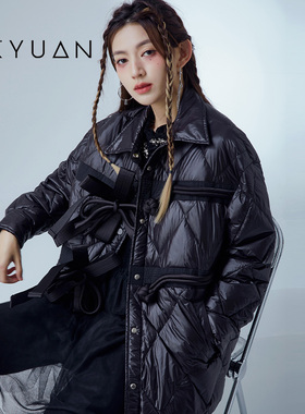 金苑羽绒服外套女冬季新款中长款设计感保暖上衣J225105