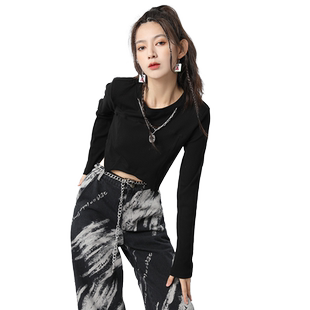 金苑打底衫女秋季新款设计感修身短款长袖上衣女F223101