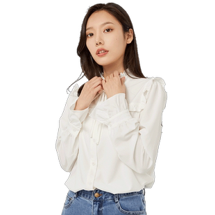 金苑花领衬衫女春季新款设计感衬衣时尚灯笼袖上衣女A221117