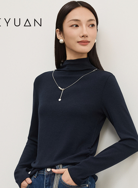 金苑半高领项链褶皱长袖T恤女秋冬新款内搭打底衫上衣潮F253115