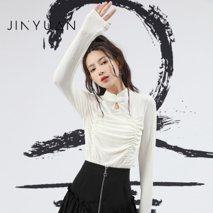 长袖 金苑打底衫 纯色设计感立领修身 新款 上衣女F223102 女2022秋季