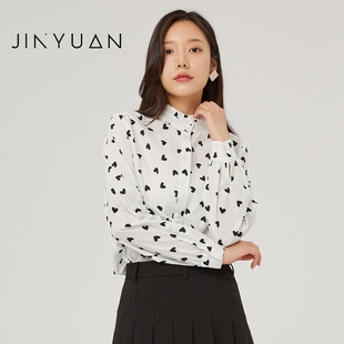 女春季 波点长袖 新款 气质打底衫 上衣A221120 时尚 金苑纯棉衬衫