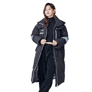 金苑冬季新款羽绒服女中长款设计感小众白色连帽外套潮流J225127