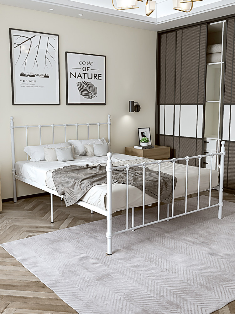 欧式简约铁艺双人床加固加厚宿舍铁架子床网红床1.2 1.51.8米铁床