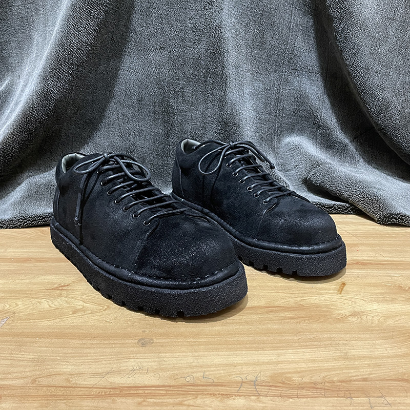 【鹿皮绒面】暗黑轻便厚底mmg350小牛犊内里 短脸休闲男款工装鞋