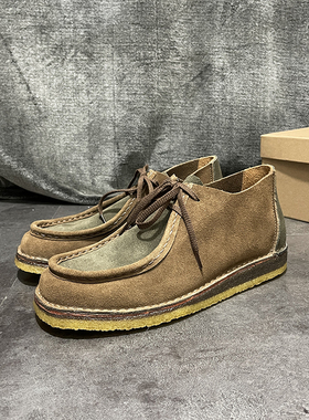 意大利beenflex阿美咔叽复古手工男鞋方头翻毛牛皮法式工装袋鼠鞋