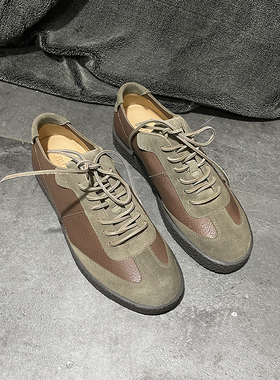 意大利Crespo透气耐磨男士德训鞋 牛皮拼接复古百搭运动休闲鞋男