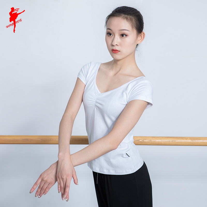 红舞鞋 薄棉前抽带鸡翼袖上衣 舞蹈服装练功短袖 广场舞半袖38502|msdalam kategori sukan/Yoga/kecergasan/bekalan peminat, Dance/Aerobik/Gymnastics, Aerobik, Baju senamrobik - dari Buy2taobao.com untuk memberikan perkhidmatan ejen Taobao profesional membeli