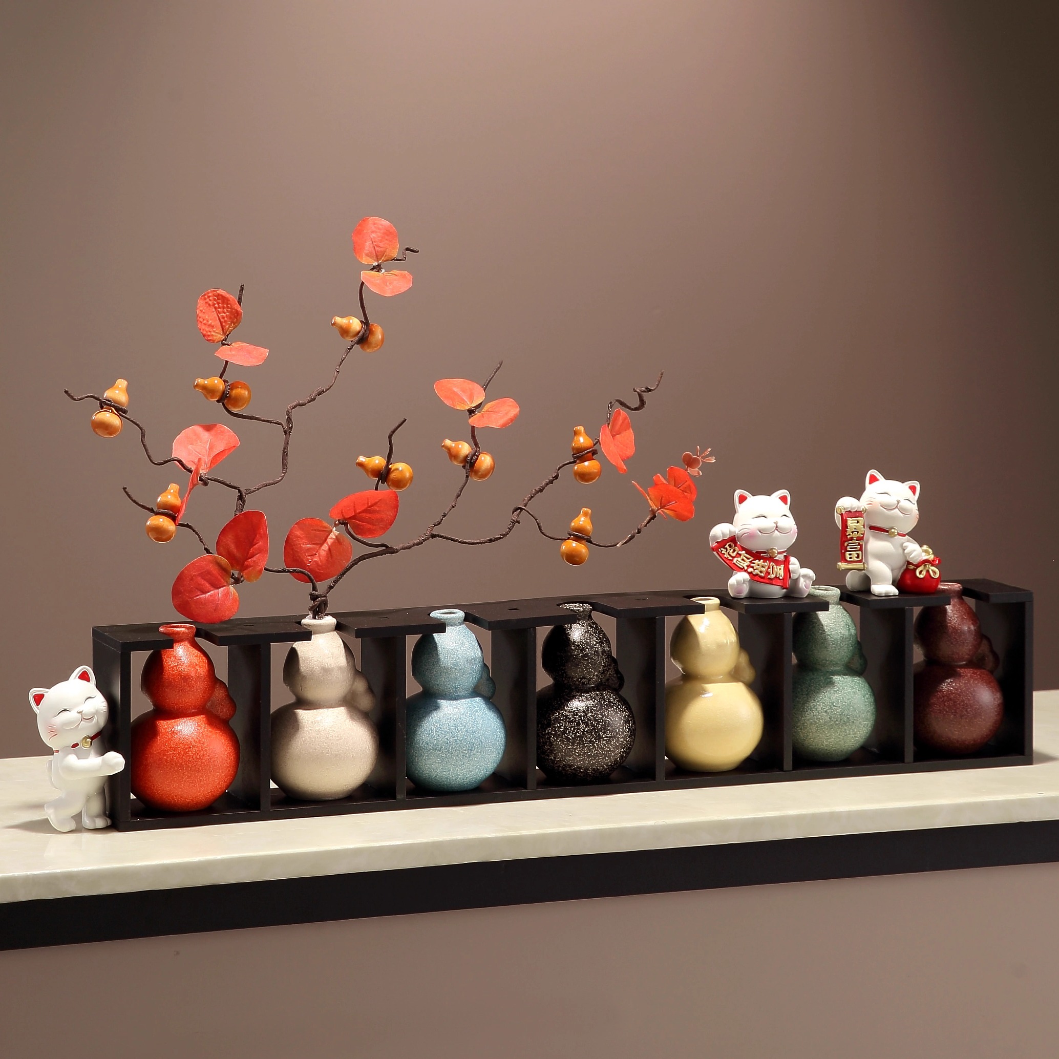 七彩葫芦陶瓷花瓶高级感