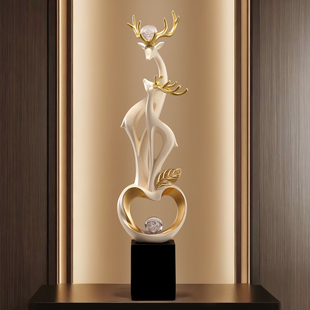 创意招财鹿入门玄关旺宅摆件客厅电视柜壁龛竖高大号装 饰乔迁礼品