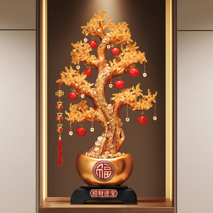 柿柿如意招财摇钱树玄关摆件客厅电视柜旁大型落地装饰品乔迁礼物