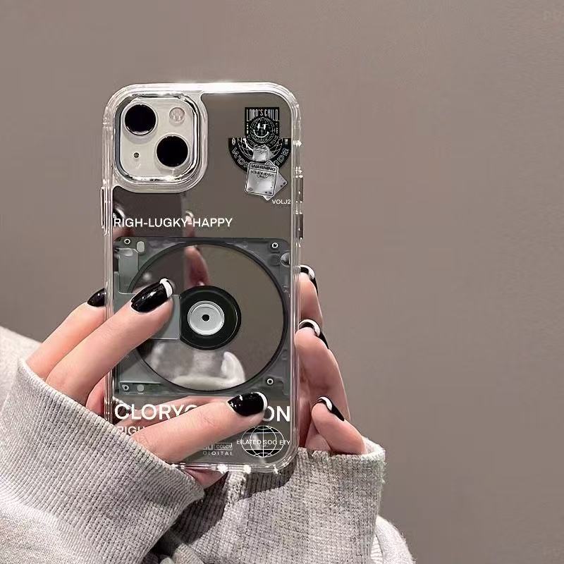 CD唱片适用苹果16手机壳iPhone15promax镜面14银框13pro高级12小众11创意