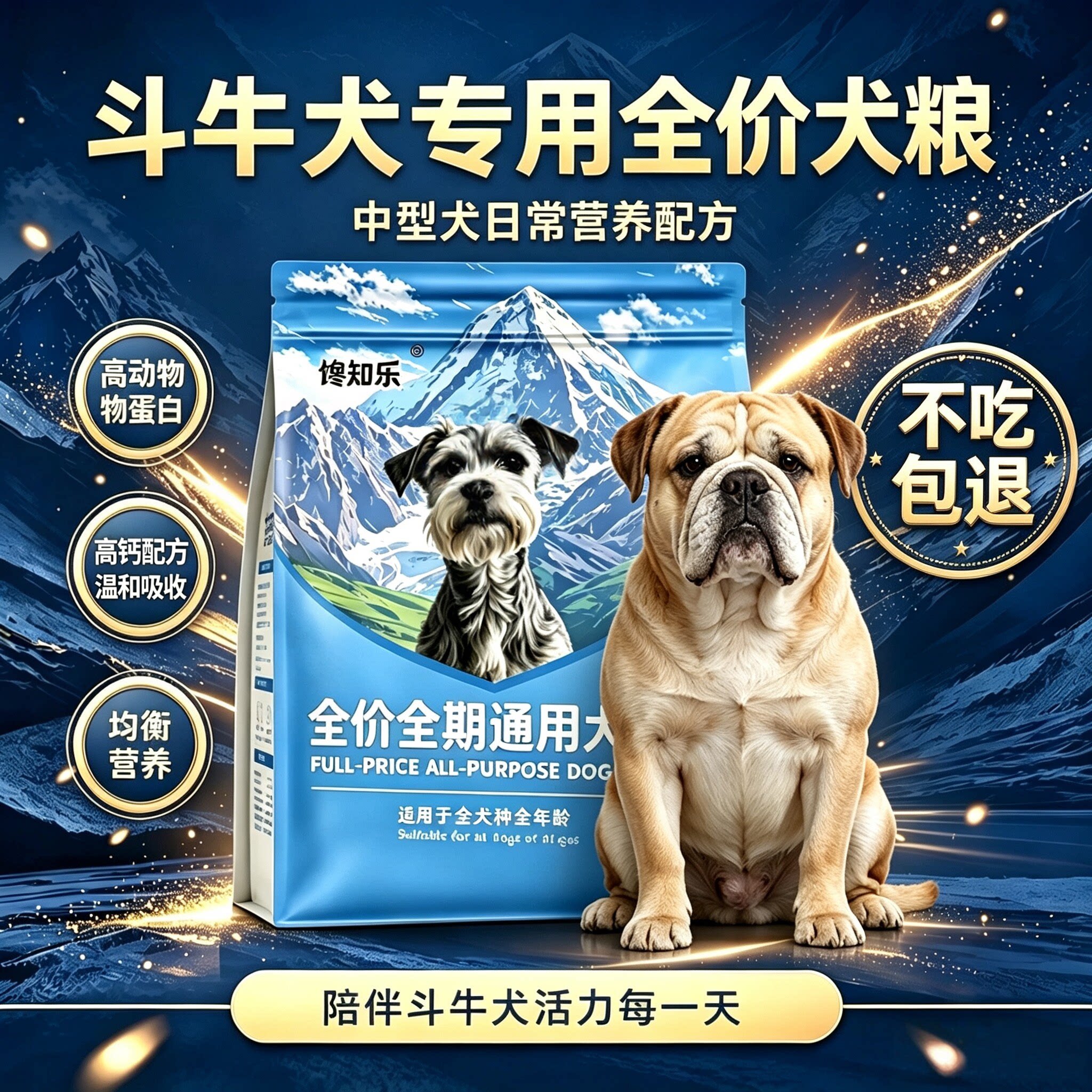 【斗牛犬专用】狗粮鲜肉冻干幼犬成年通用牛肉鸡肉蛋黄鱼油羊乳粉