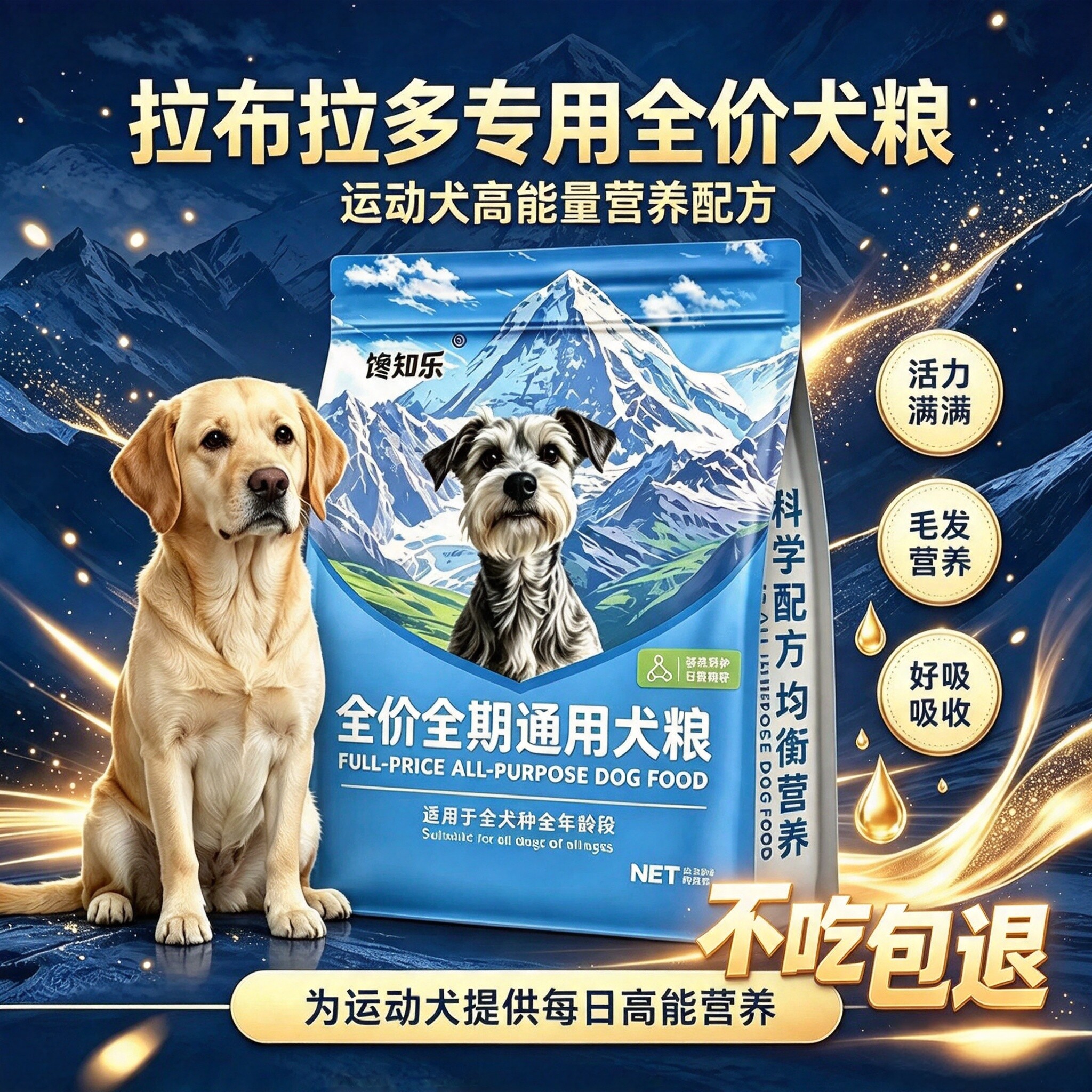 【拉布拉多专用狗粮】鲜肉冻干中大型犬通用型牛肉鸡肉鱼油深海鱼