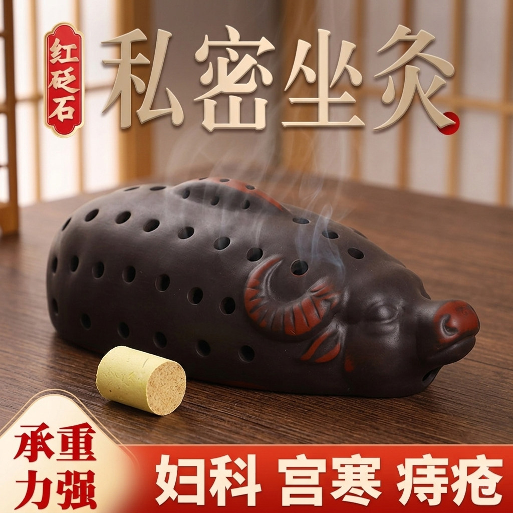 私密坐灸仪红砭石艾灸罐会阴灸家用艾灸罐随身灸宫寒熏蒸仪艾灸罐