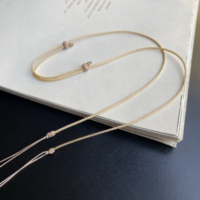 可DIY双孔两头翡翠和田玉玉璜锦鲤锁包天珠横穿可调节短细款挂绳