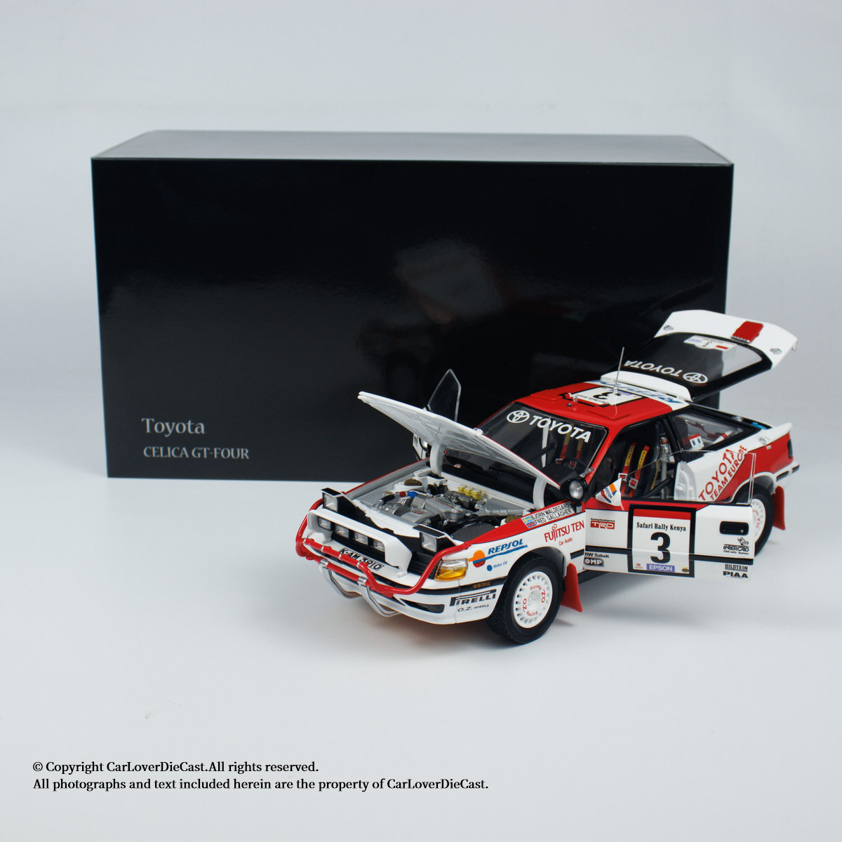 京商 1:18 丰田赛利卡 GT-FOUR 1990 SAFARI #3 汽车模型摆件