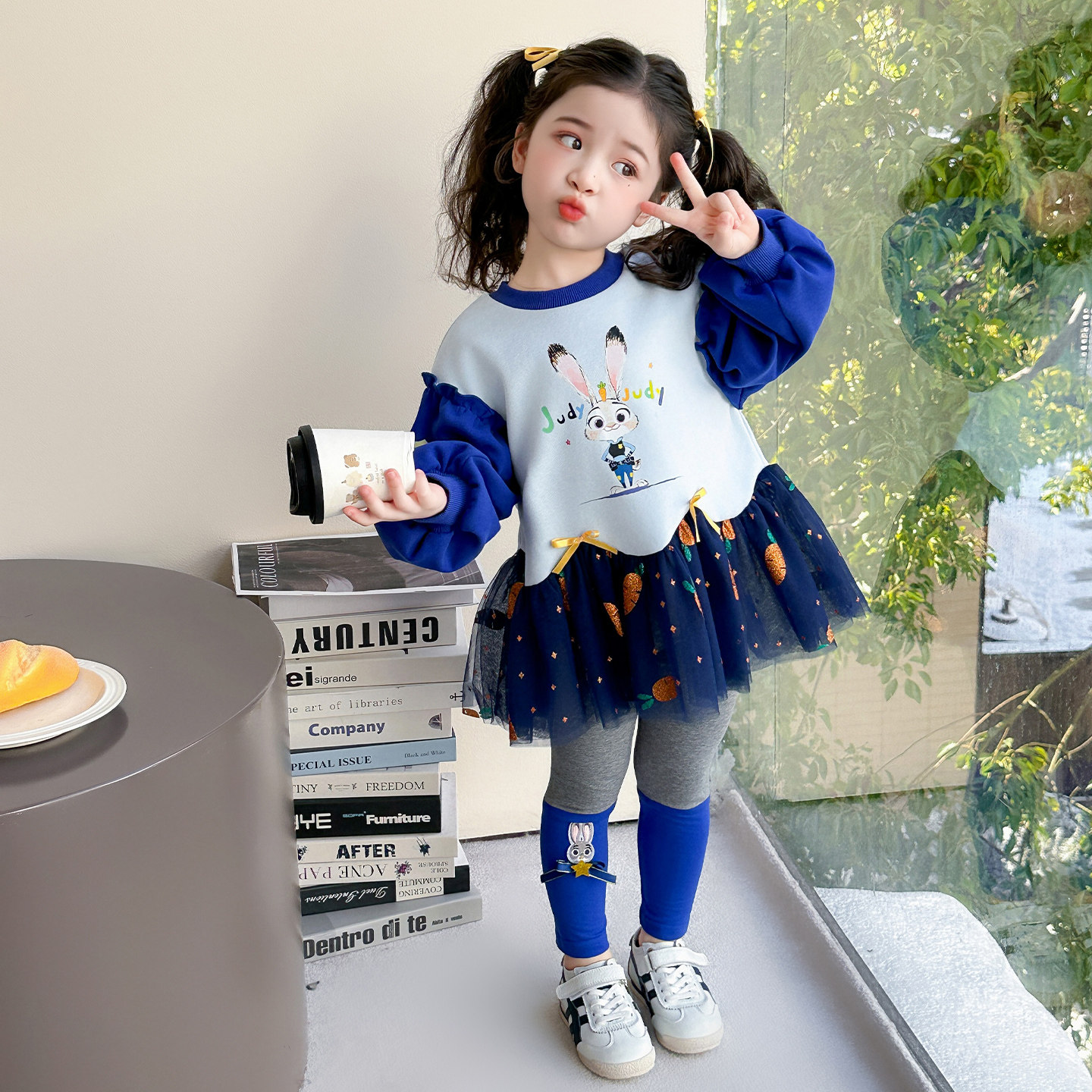 女童卡通兔子警官两件套春季新款洋气公主裙网纱连衣裙卫衣裙套装,童装/婴儿装/亲子装,套装,淘宝优惠券,粉丝福利购,淘宝优惠卷