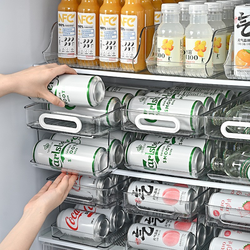 双层冰箱饮料收纳盒神器啤酒可乐易拉罐滚动整理储物盒抽屉置物架