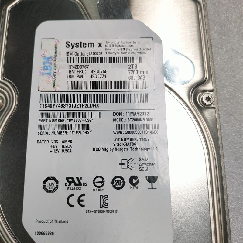IBM 2TB 42D0767 42D0768 42D0771 ST2000NM0001 服务器硬盘