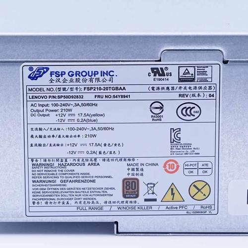 全新联想 FSP210-20TGBAA 54Y8941 M4000e M6600s E74s 10针电源