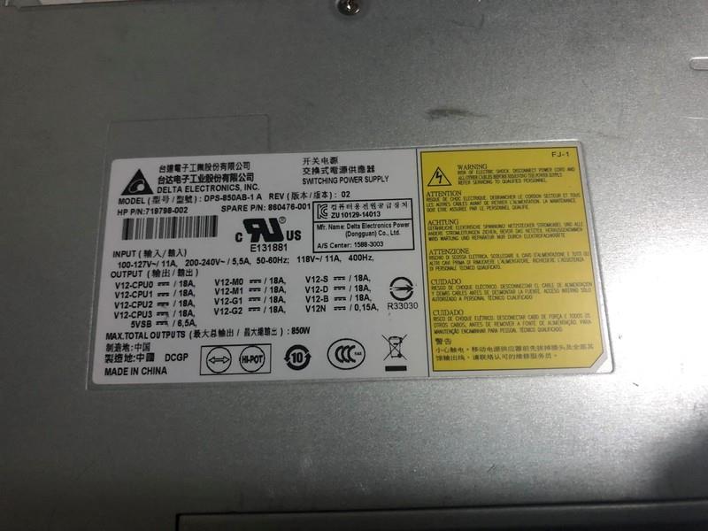 HP Z840工作站电源 850W 719798-001 758469-001 DPS-850AB-1A议