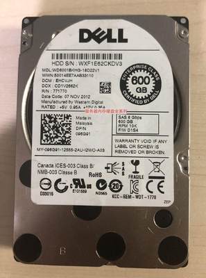 600GB SAS 2.5" 6Gbps SAS 10K 96G91 WD6001BKHG 原装