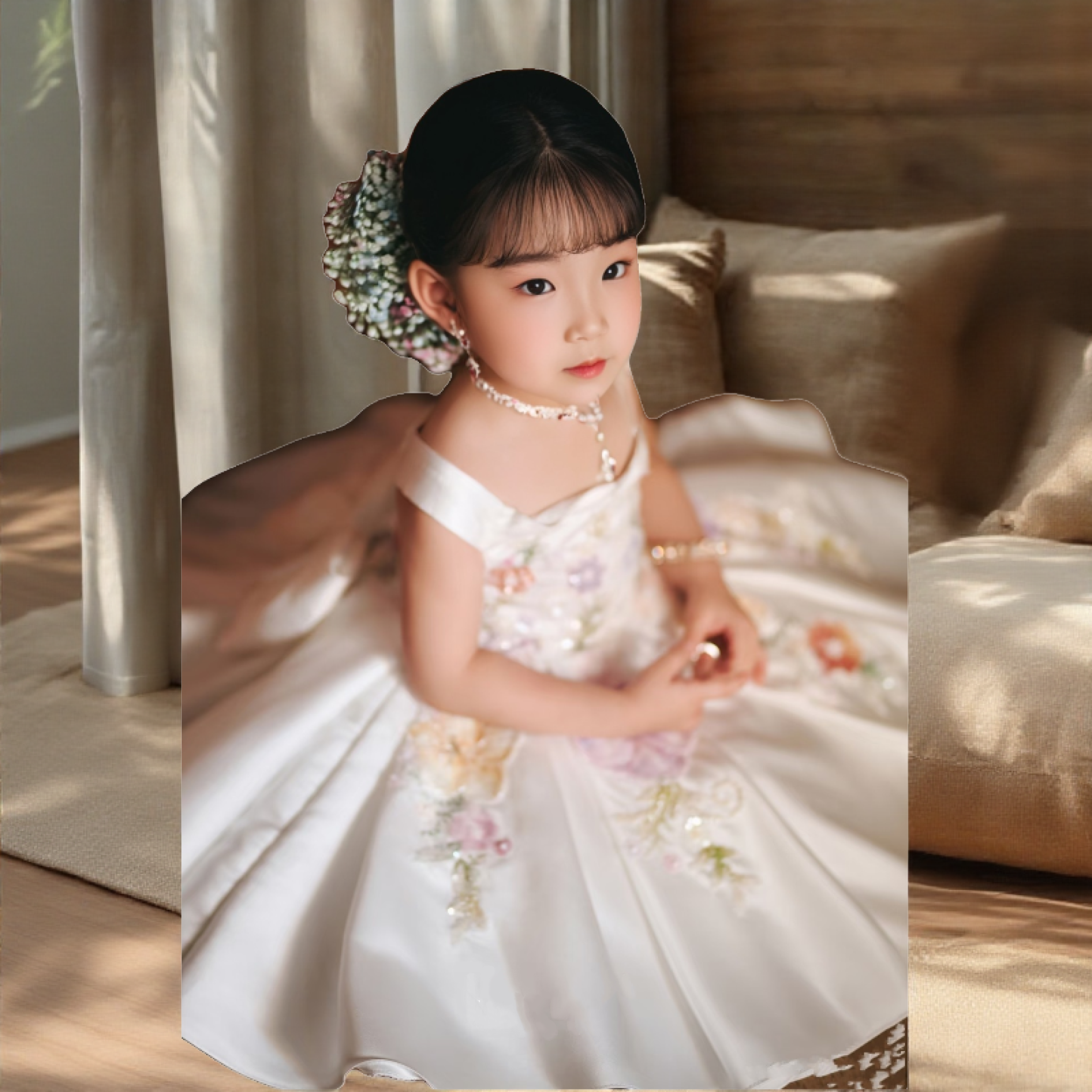 刘亦菲同款儿童摄影礼服超仙气质公主裙法式复古影楼道具摄影服装