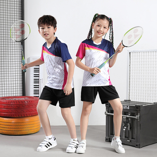 儿童羽毛球服套装男童女童乒乓球网排球训练短袖速干小学生运动服
