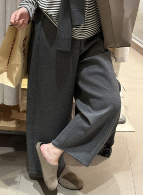灰色奶皮裤秋春精致小个子穿搭糯米香蕉裤大码胖mm九分弯刀休闲裤