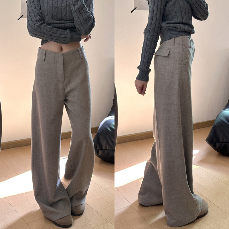 老钱风阔腿西装裤子女装大码