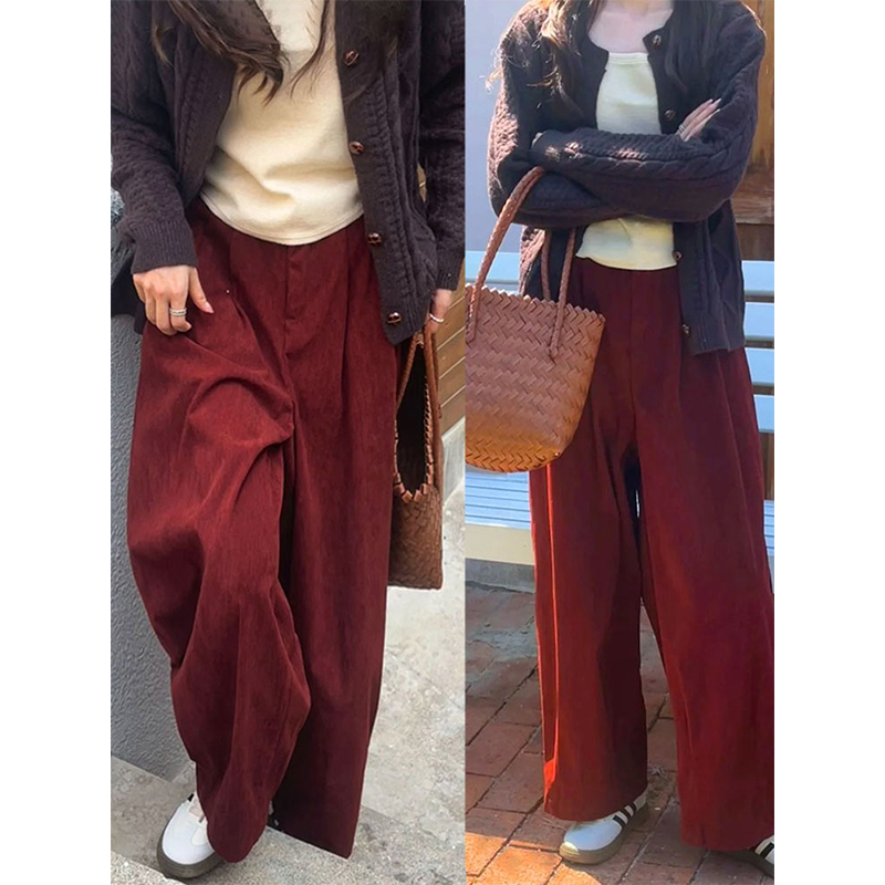 这酱红色气球裤真的没对手！