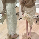 蕾丝白色半身裙大码 气质女小个子包臀直筒长裙子梨型身材伯克利裙