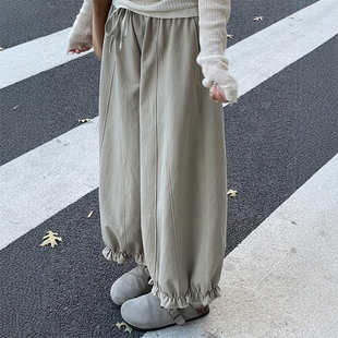 花苞裤 子女款 小个子大码 春季 休闲灯笼裤 卡其色工装 梧桐裤 流行风格