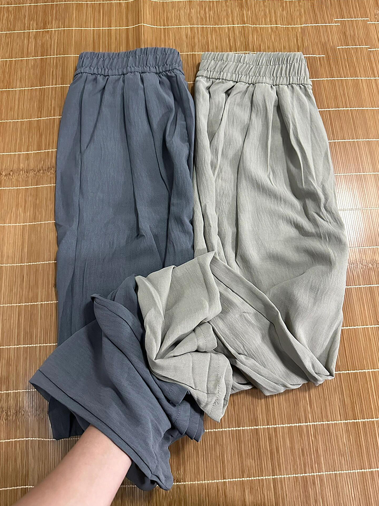 灰色抖抖山本裤女夏薄款大码胖mm显瘦慵懒松弛感裤子休闲阔腿长裤