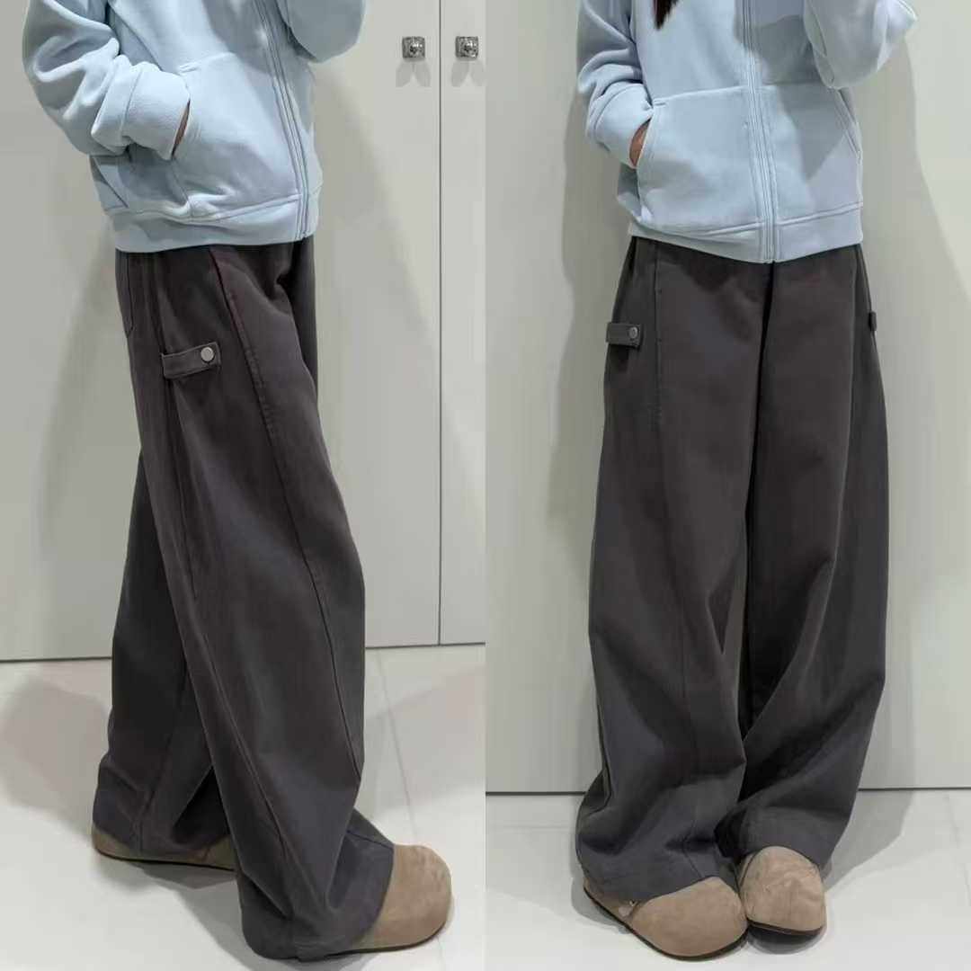 弯刀工装阔腿裤女2025新款冬加厚