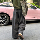 灰色毛呢阔腿裤女2025新款大码女秋冬休闲运动卫裤今年流行梧桐裤